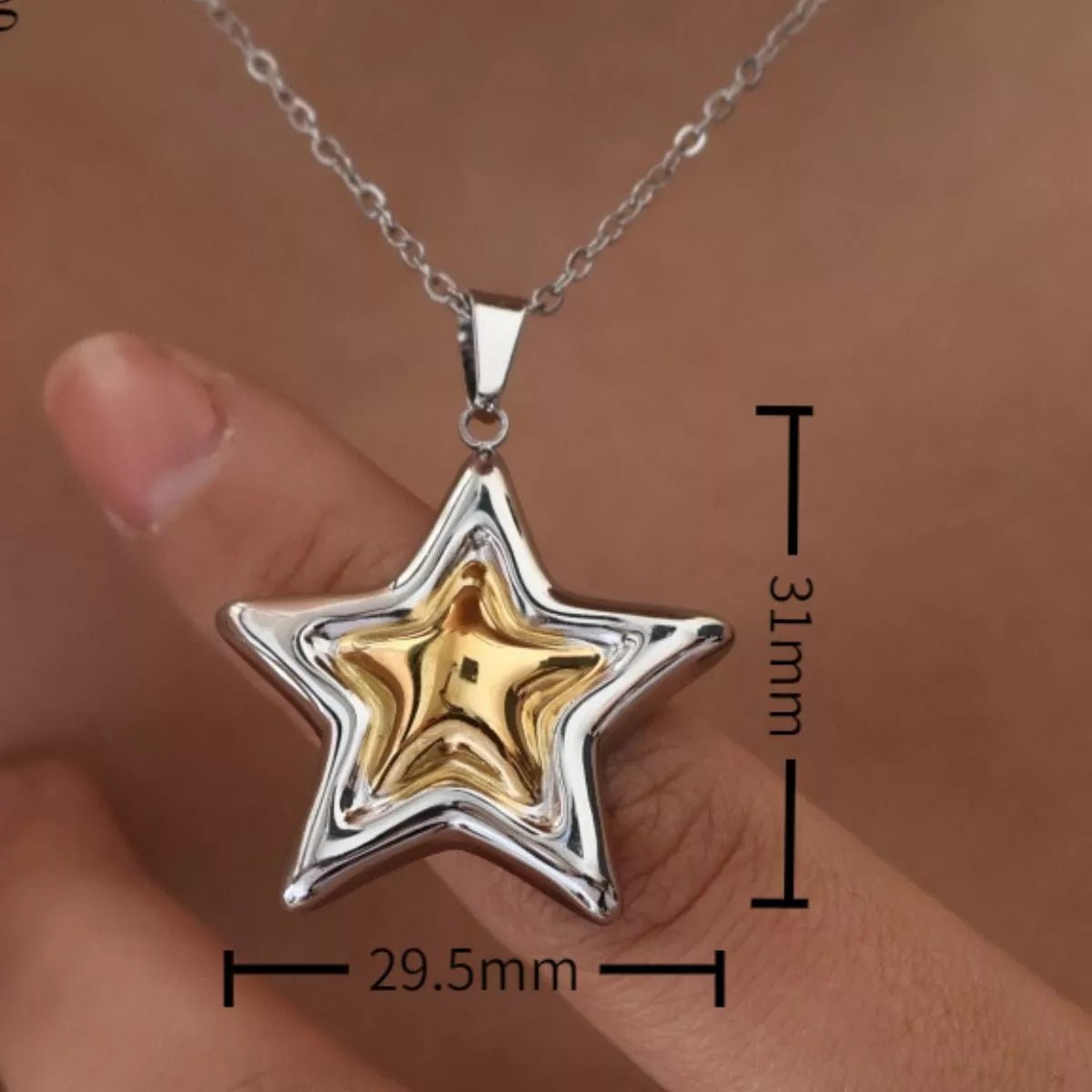 Crowned Energy CO. Gold and Silver / One Size Trendsi Accessories Stainless Steel Zircon Star Necklace