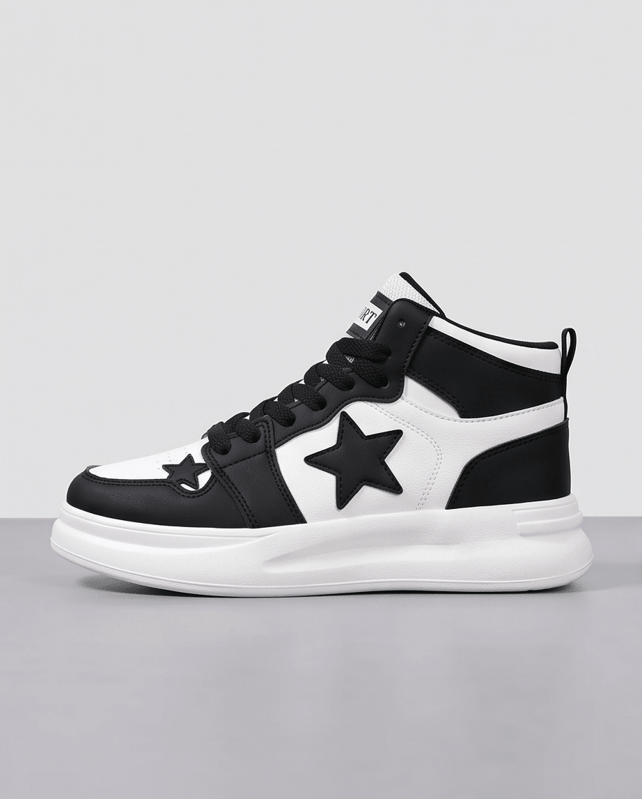Star Pattern Lace Up Sneakers - Crowned Energy CO.