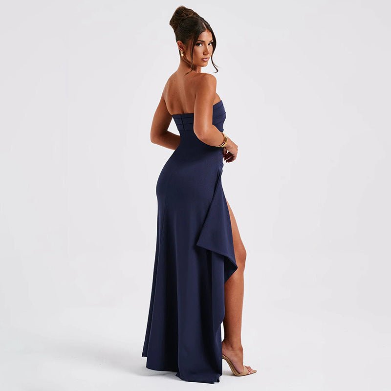 Crowned Energy CO. Black / 2XL Goddess Vibes Dresses Strapless Split Long Dress Summer Fashion Pleated Bridesmaid Dress For Womens Party Wedding Clothing