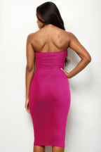 Crowned Energy CO. Black / S CCWHOLESALECLOTHING Strapless Tube Bodycon Midi Dress