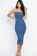 Crowned Energy CO. Blue Haze / S CCWHOLESALECLOTHING Strapless Tube Bodycon Midi Dress