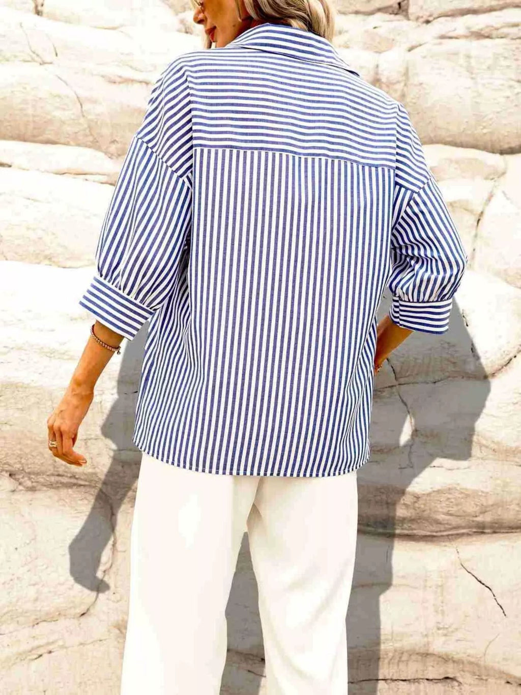 Striped Button-Down Shirt - Crowned Energy CO.