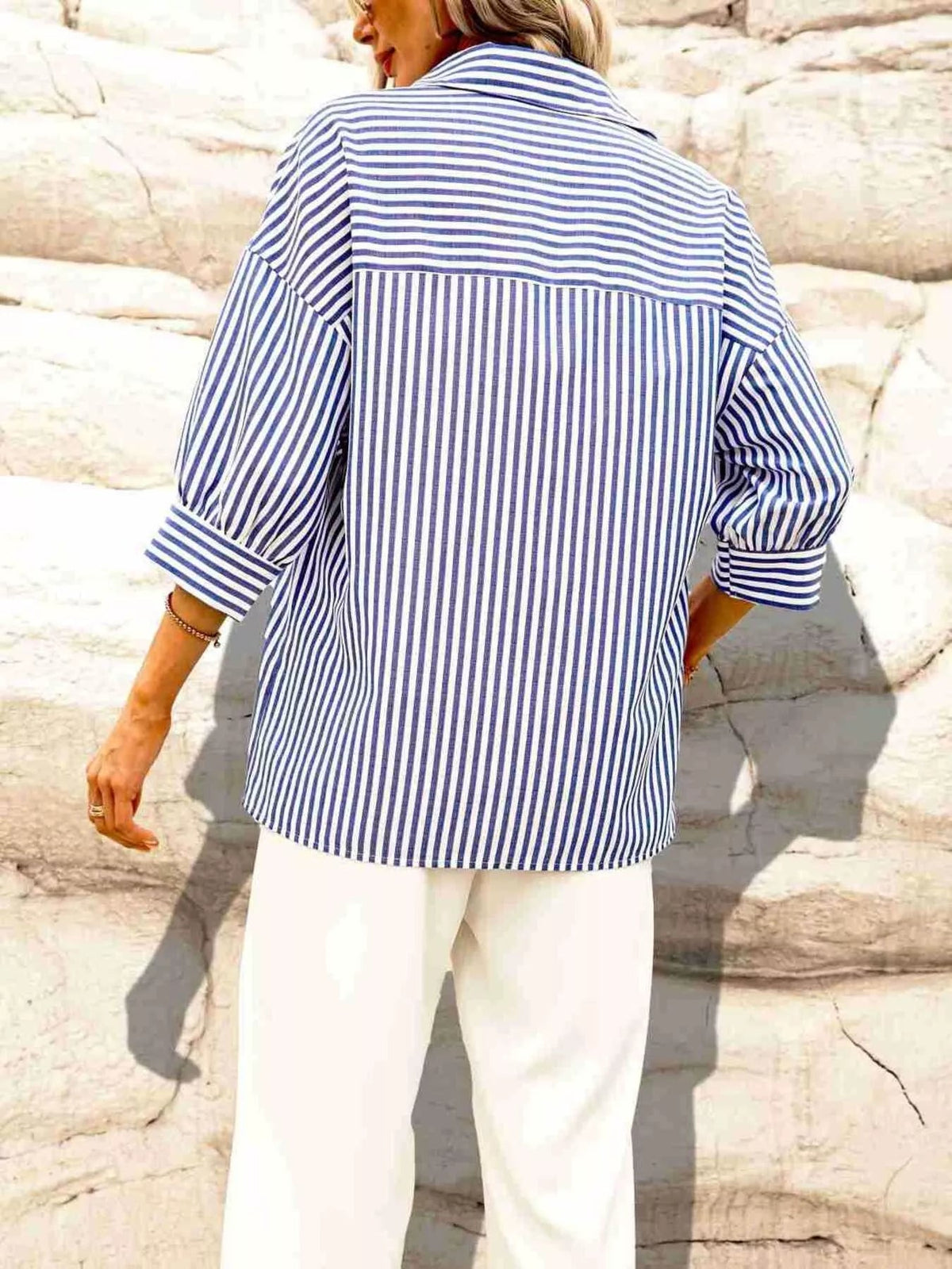Striped Button-Down Shirt - Crowned Energy CO.