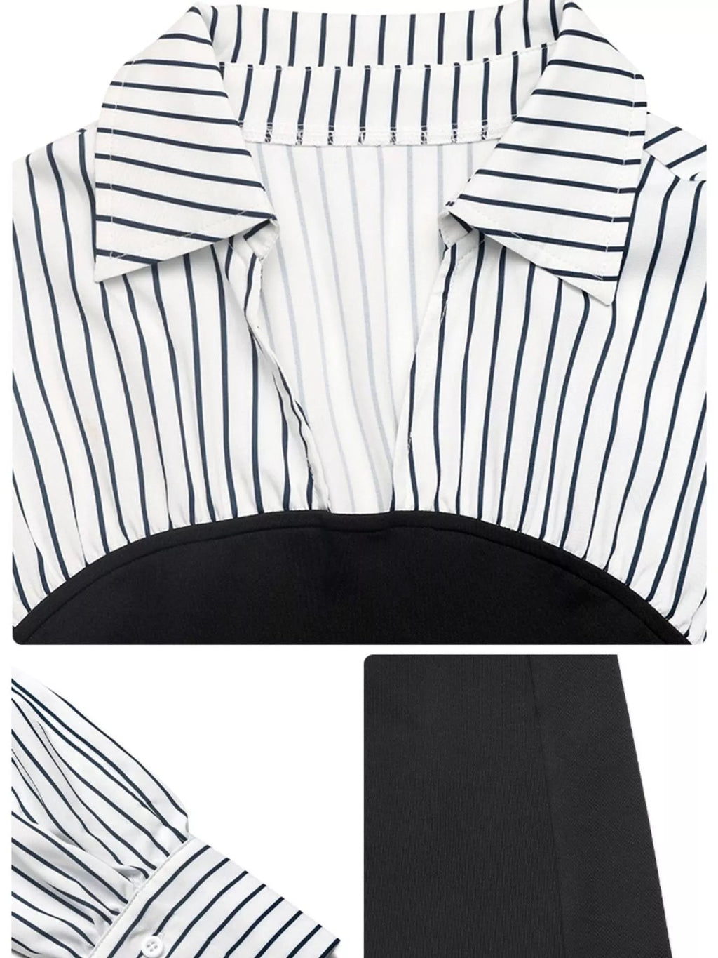 Striped Shirt Panel Bodycon Mini Dress - Crowned Energy CO.