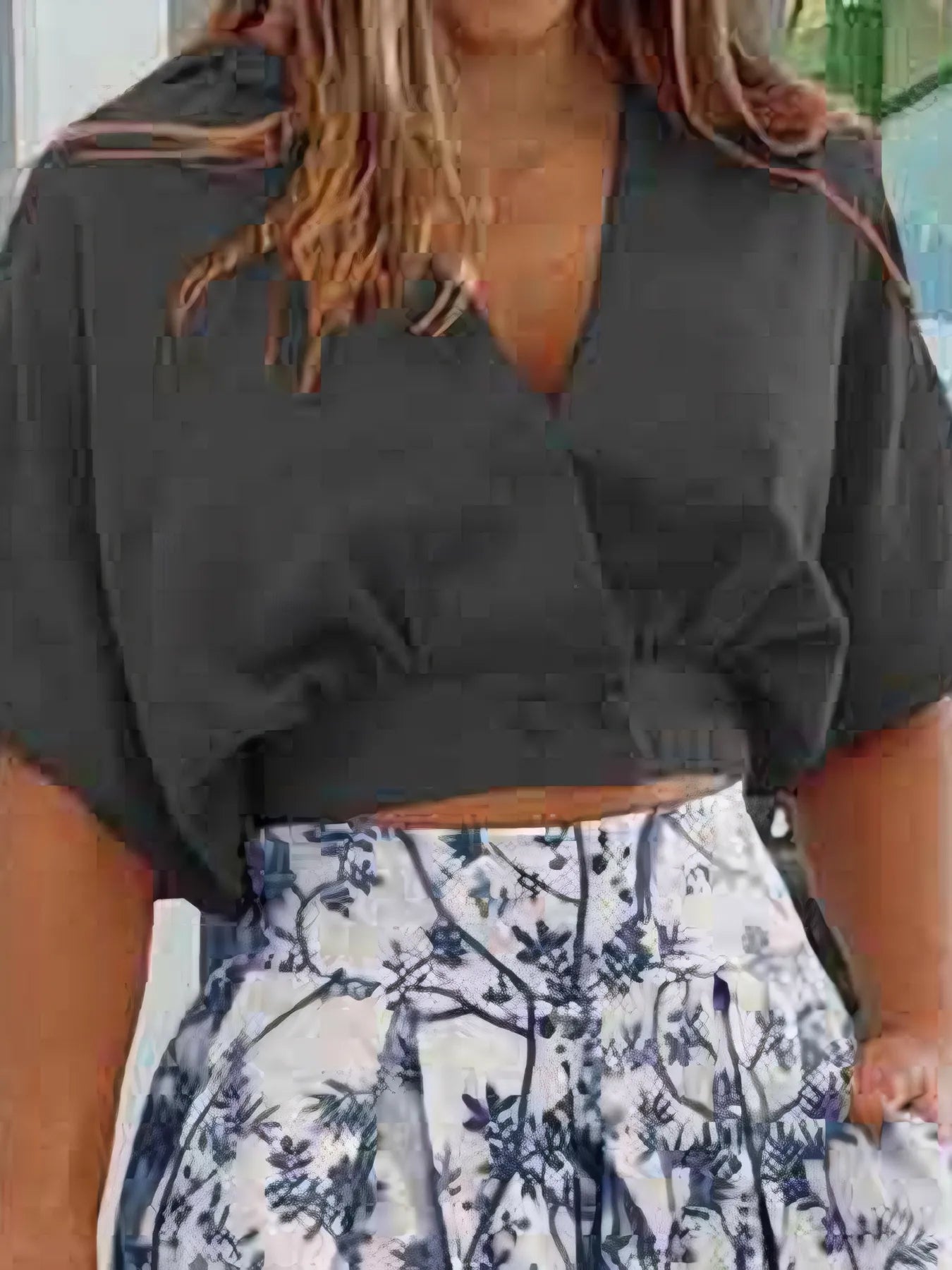 Crowned Energy CO. Black / S Trendsi Bottoms/Jeans Surplice Top and High Waist Pants Set