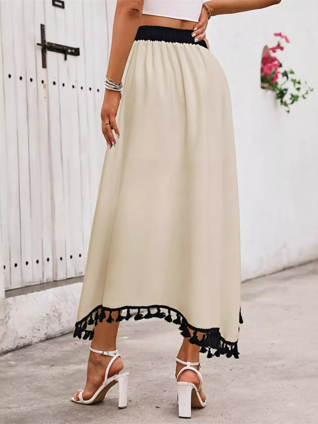 Tassel Trim High Waist Skirt - Crowned Energy CO.
