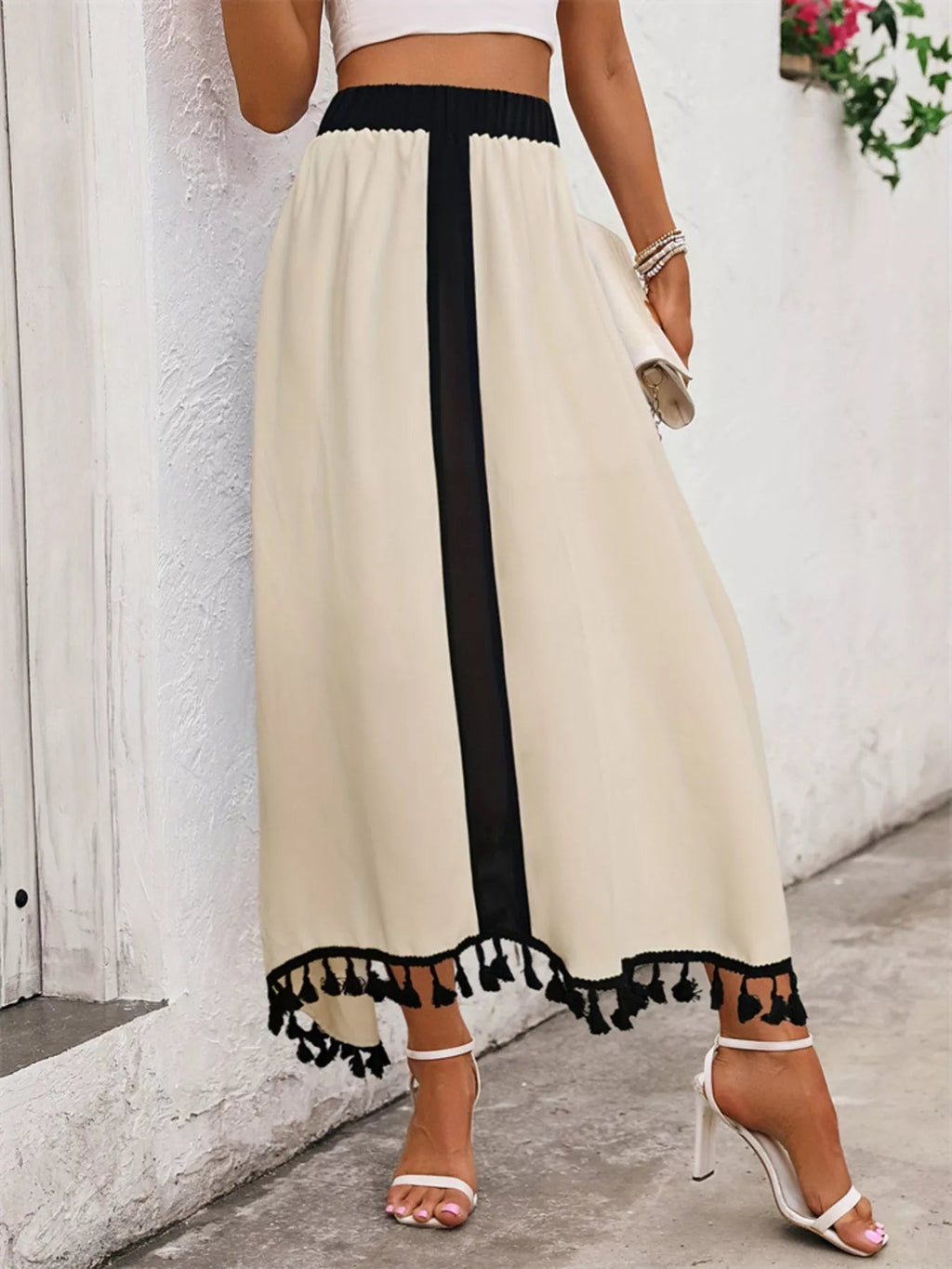 Tassel Trim High Waist Skirt - Crowned Energy CO.