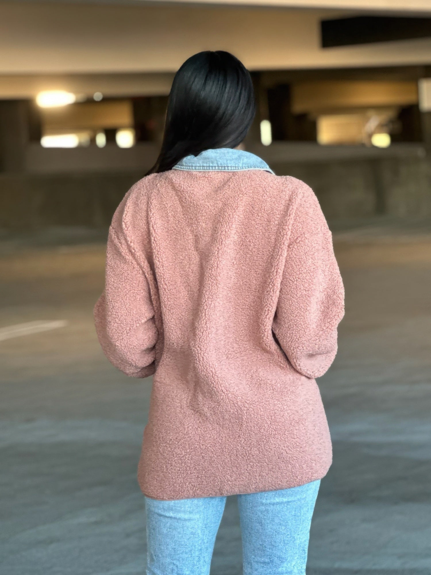 Teddy Fleece & Denim Jacket With Square Pockets - Crowned Energy CO.