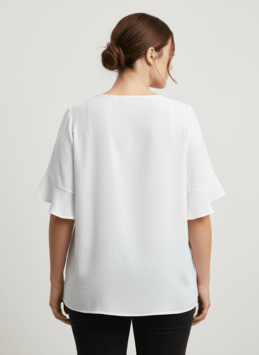 Textured Ruffle Sleeve Short Sleeve Top - Crowned Energy CO.