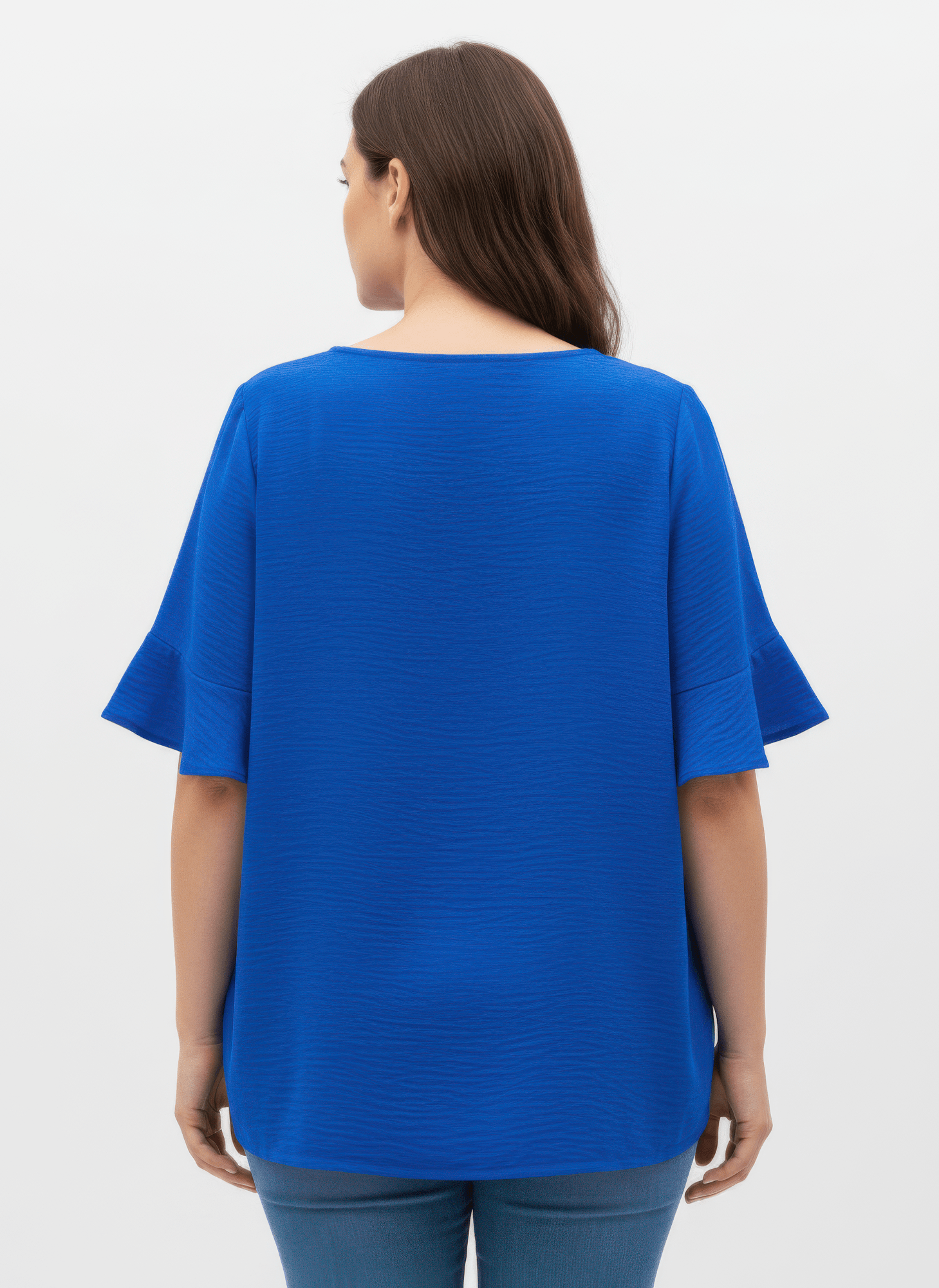 Textured Ruffle Sleeve Short Sleeve Top - Crowned Energy CO.