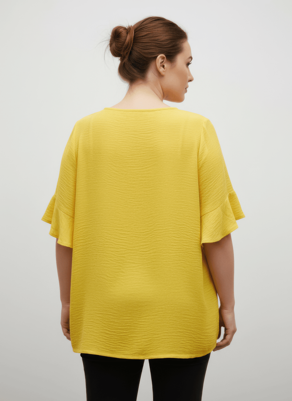 Textured Ruffle Sleeve Short Sleeve Top - Crowned Energy CO.