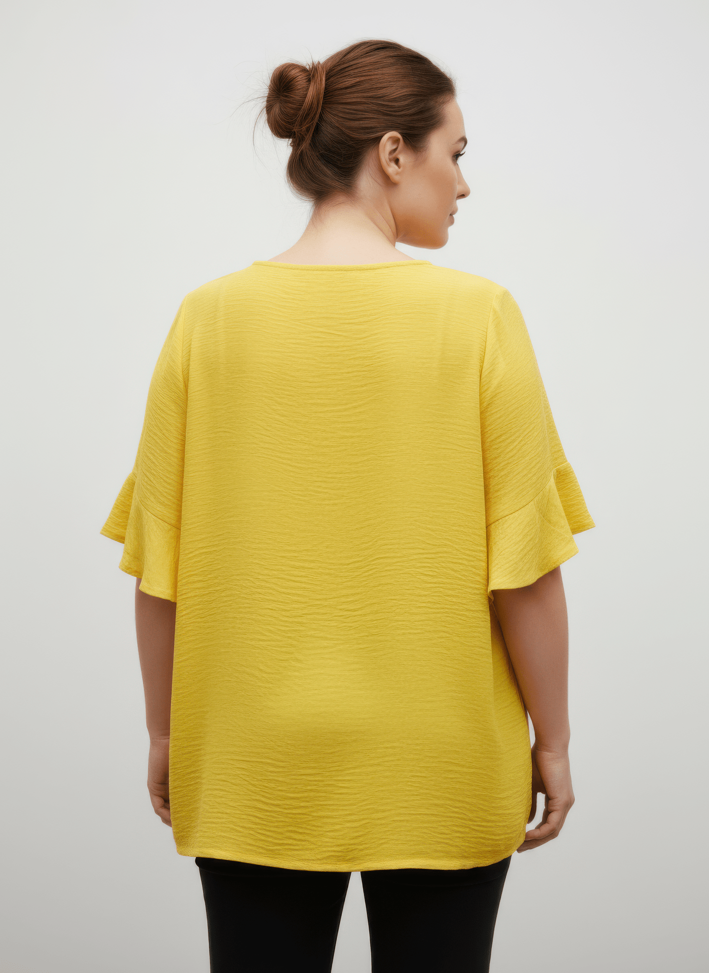 Textured Ruffle Sleeve Short Sleeve Top - Crowned Energy CO.