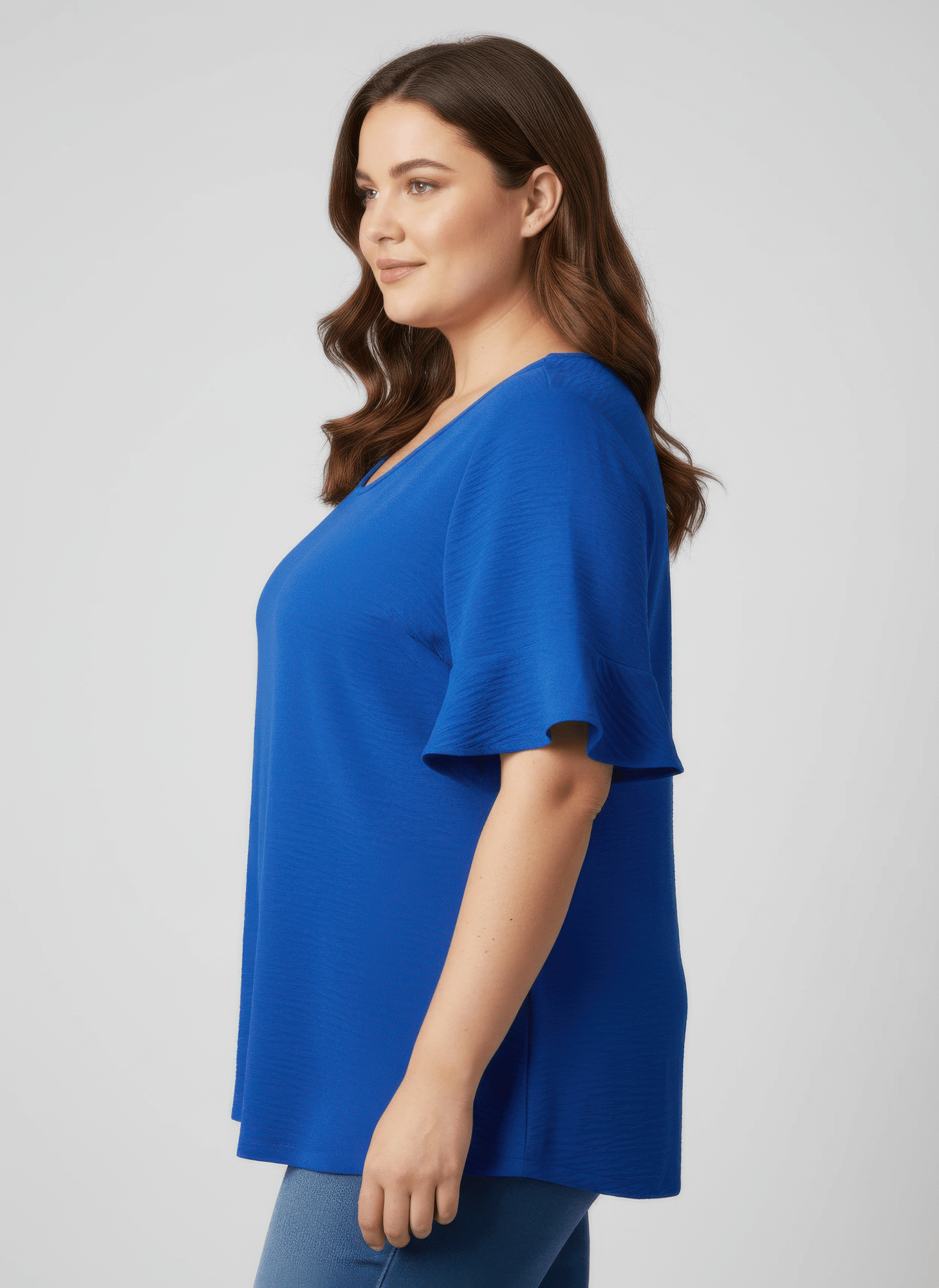 Textured Ruffle Sleeve Short Sleeve Top - Crowned Energy CO.