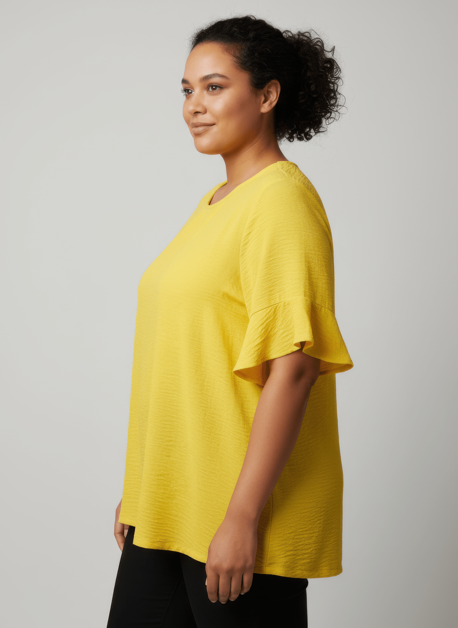 Textured Ruffle Sleeve Short Sleeve Top - Crowned Energy CO.