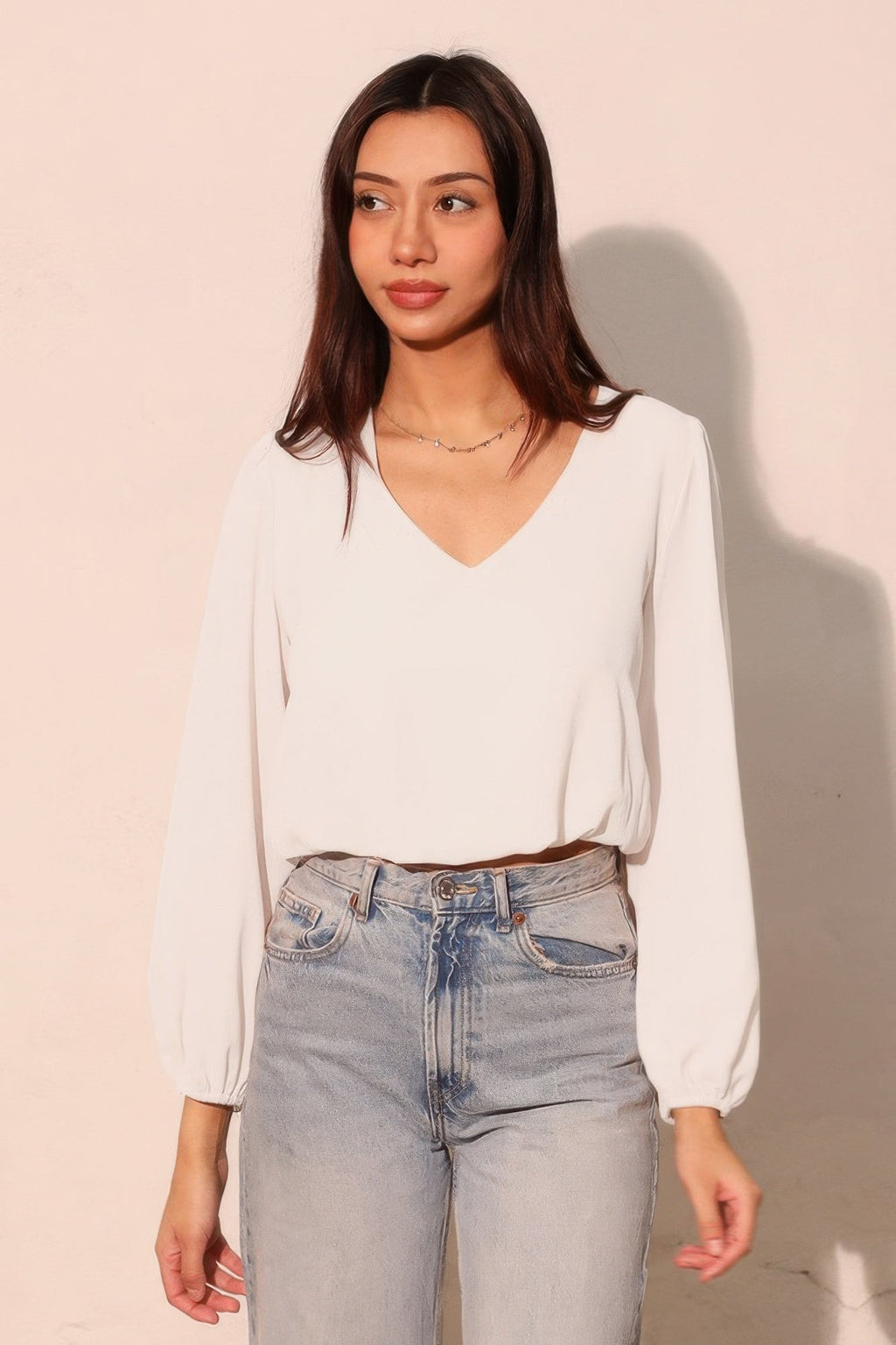 Textured Solid Long Sleeve Crop Top - Crowned Energy CO.