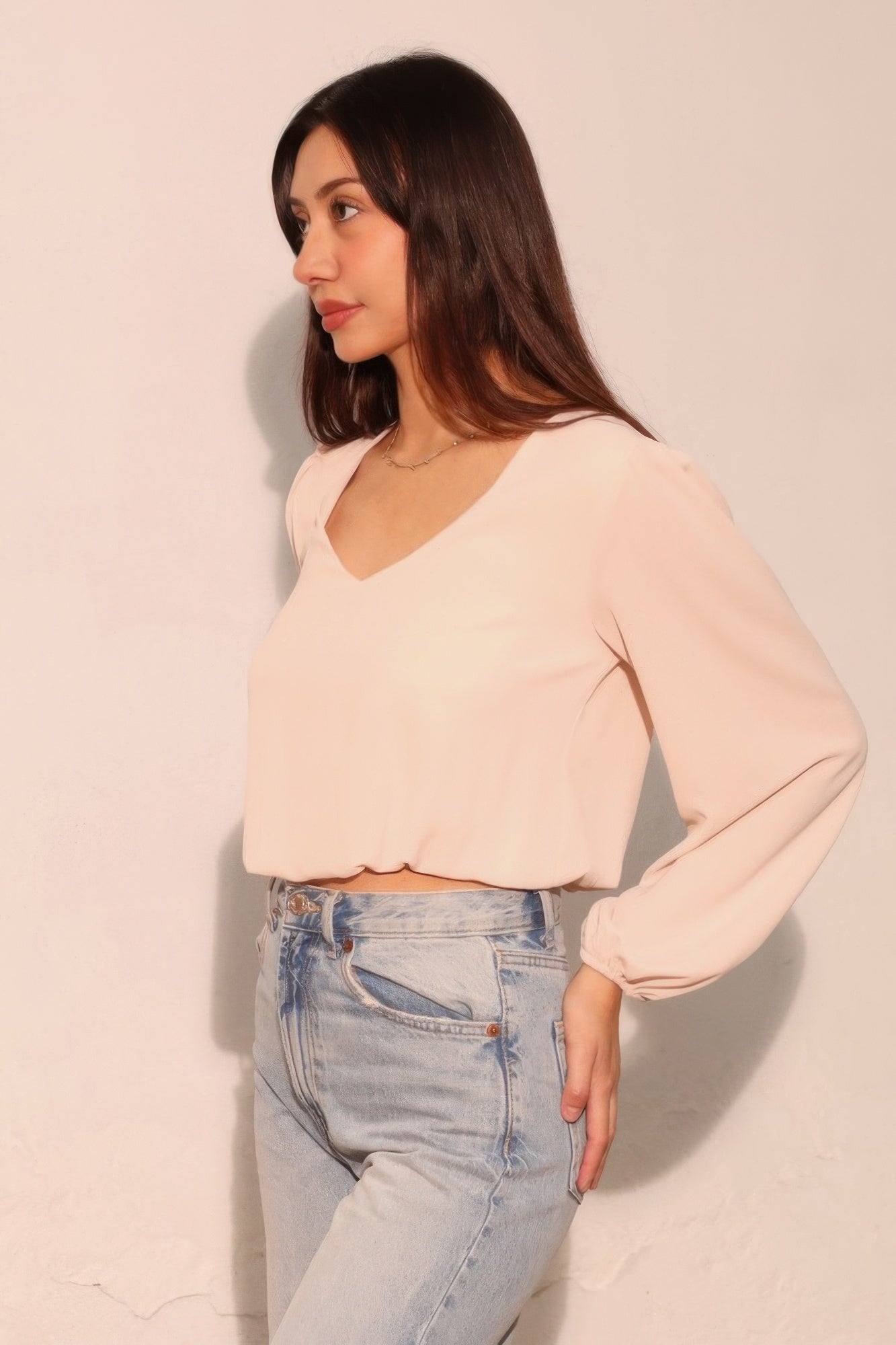 Textured Solid Long Sleeve Crop Top - Crowned Energy CO.