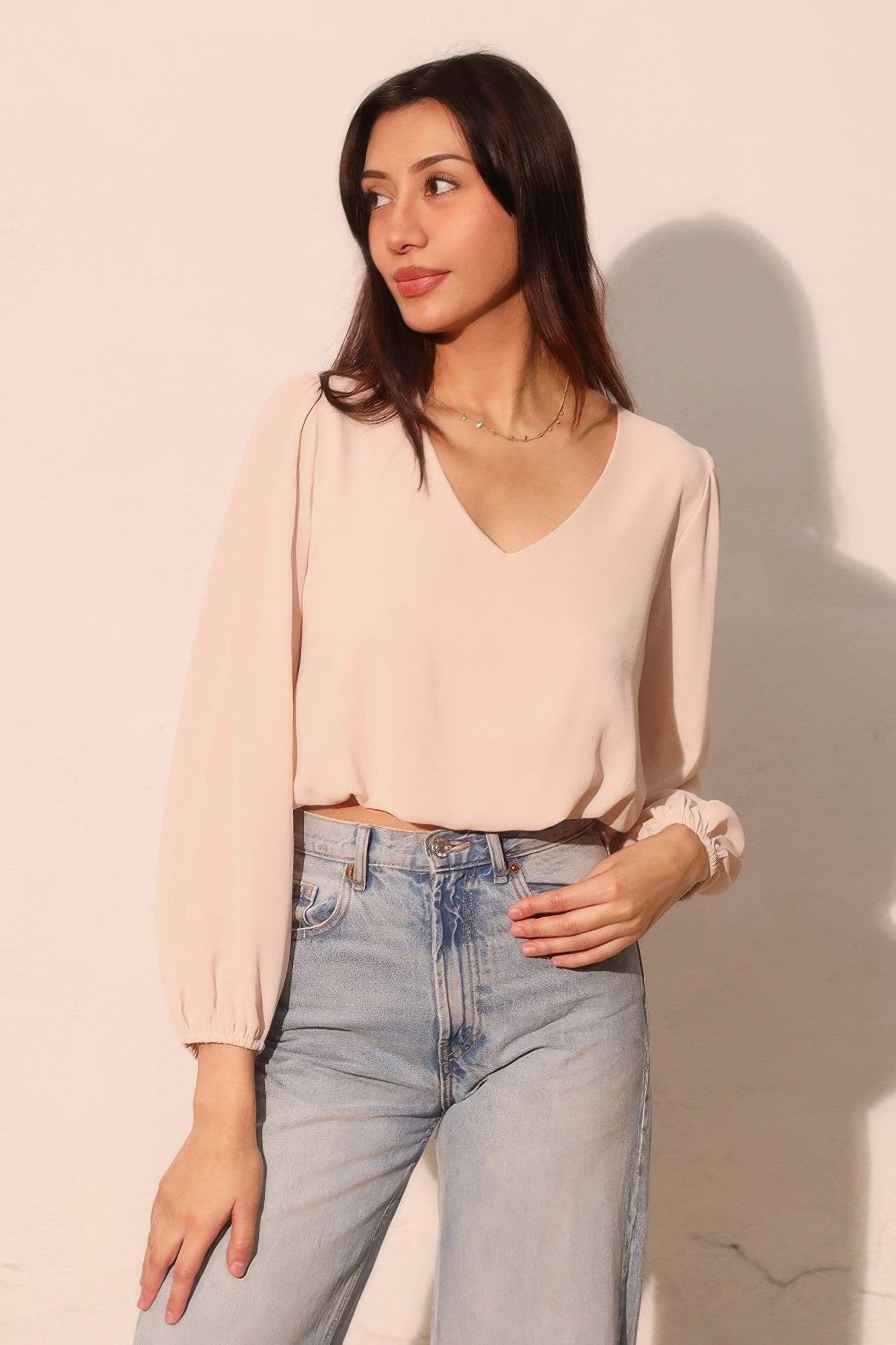 Textured Solid Long Sleeve Crop Top - Crowned Energy CO.