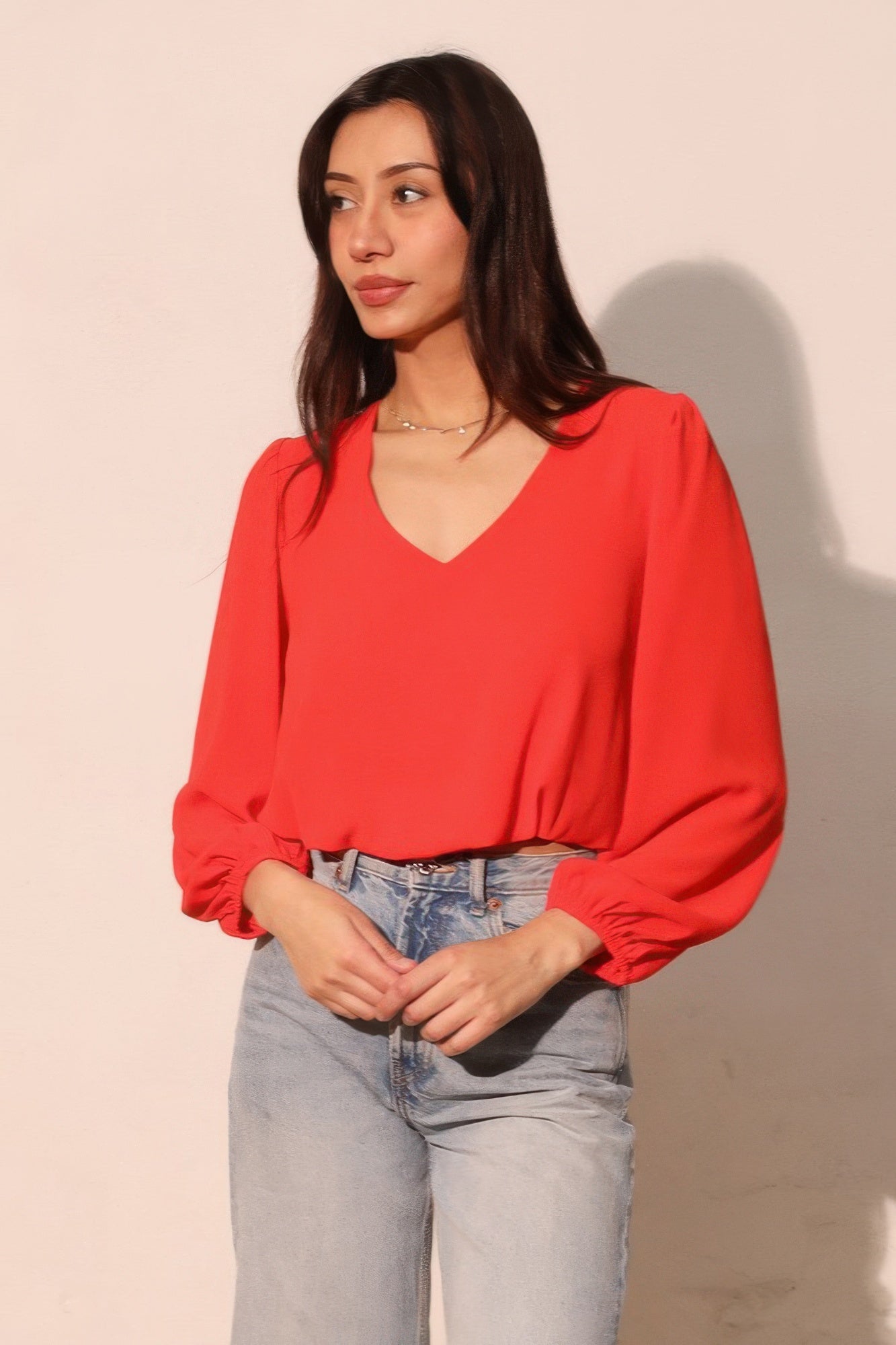 Textured Solid Long Sleeve Crop Top - Crowned Energy CO.