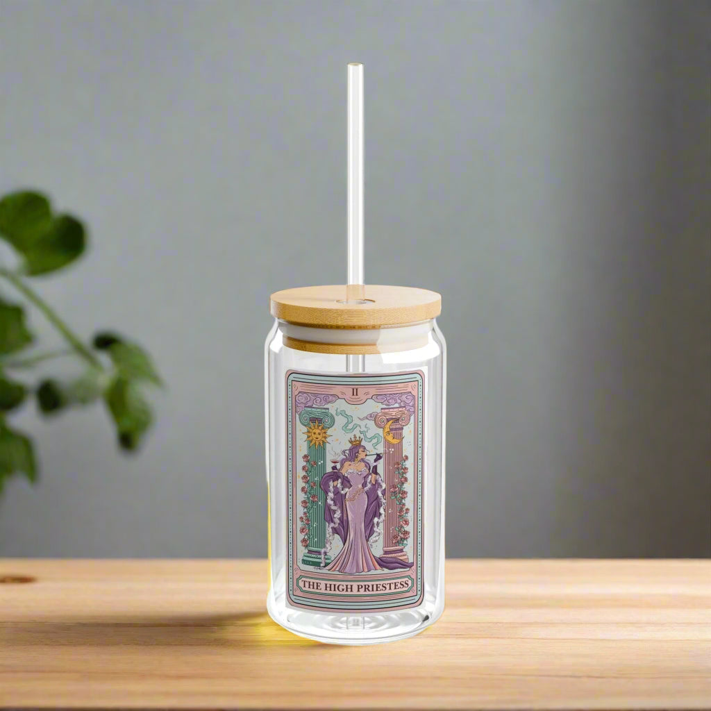 Crowned Energy CO. With lid and straw / 16oz Printify Mug The High Priestess Elegant Glass Sipper