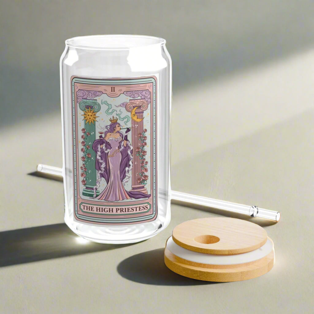 Crowned Energy CO. With lid and straw / 16oz Printify Mug The High Priestess Elegant Glass Sipper