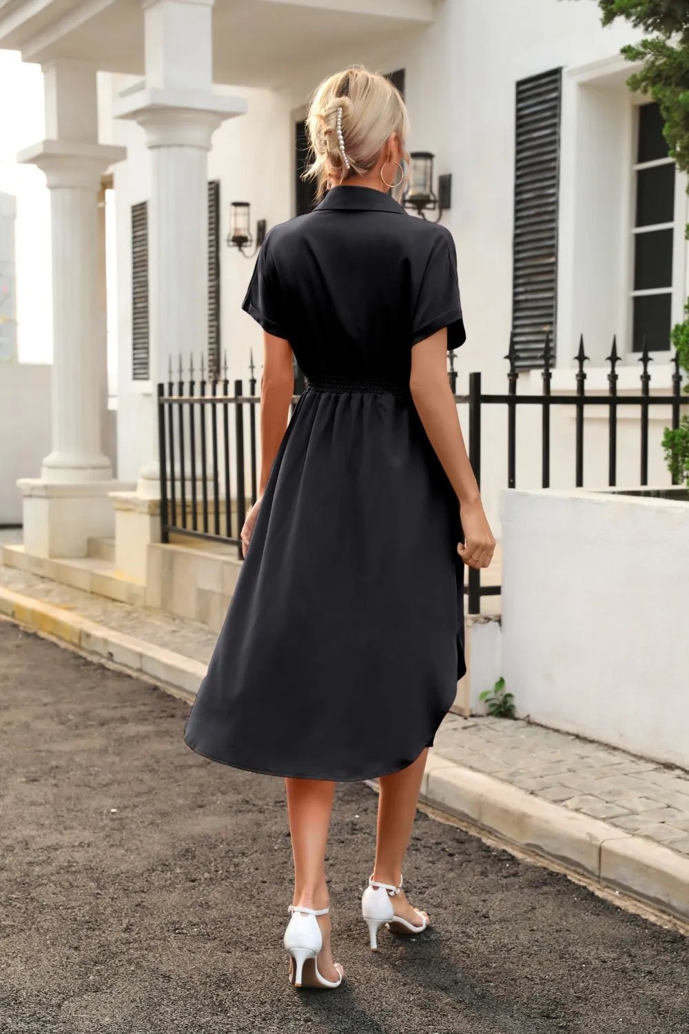 Tied Button Up Shirt Dress - Crowned Energy CO.