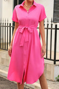 Tied Button Up Shirt Dress - Crowned Energy CO.