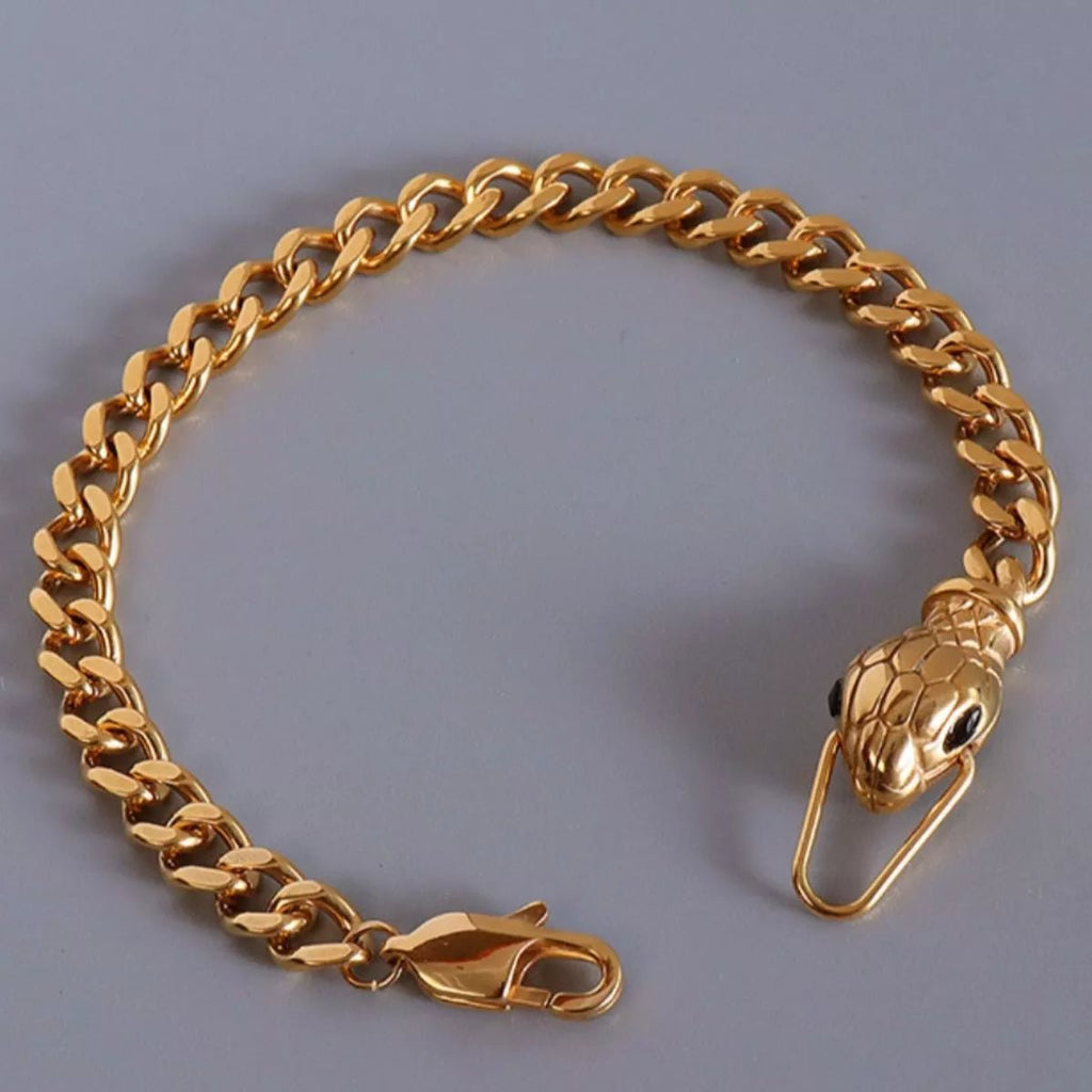 Crowned Energy CO. Gold / One Size Trendsi BRACELET Titanium Steel Zircon Snake Bracelet