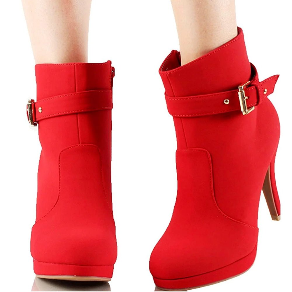 Trend Sup Chic Stiletto Ankle Boots with Buckle - Crowned Energy CO.