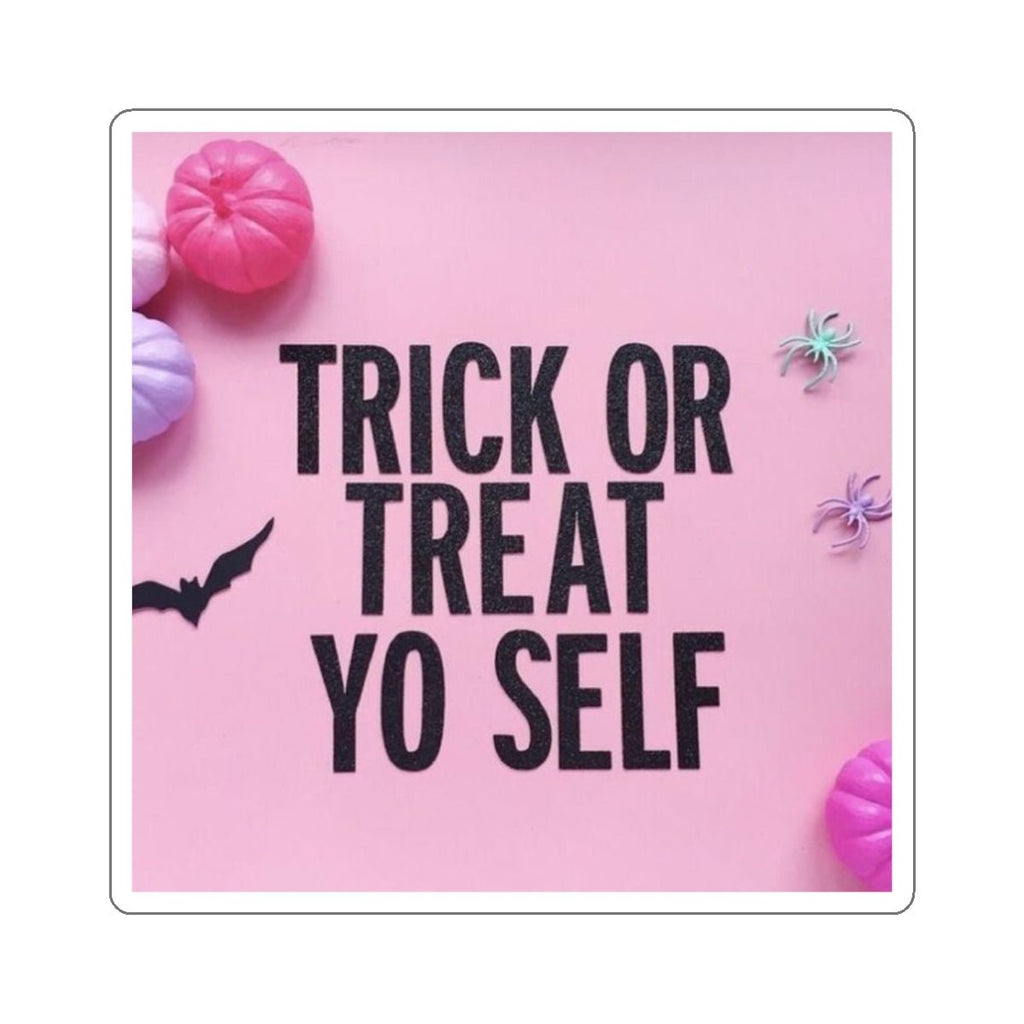 Crowned Energy CO. White / Die-Cut / 2" × 2" Printify Paper products Trick or Treat Die-Cut Stickers, Halloween Decor, Fun Planner Stickers, Party Favors, Kids Crafts, Seasonal Gifts