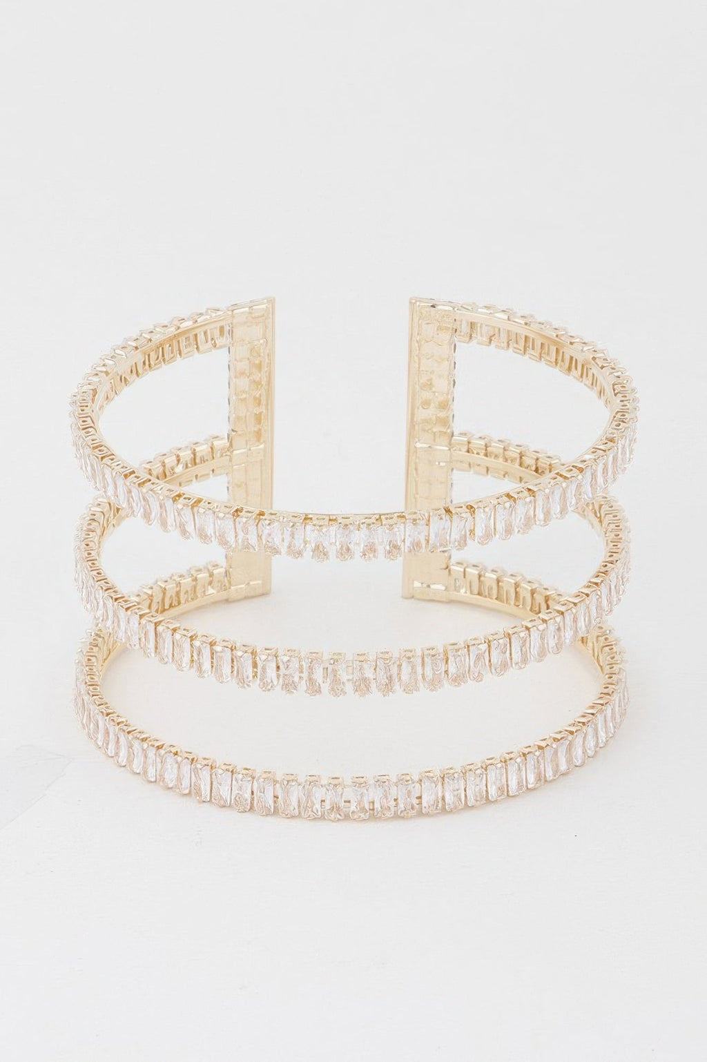 Triple Crystal Open Cuff Bracelet - Crowned Energy CO.
