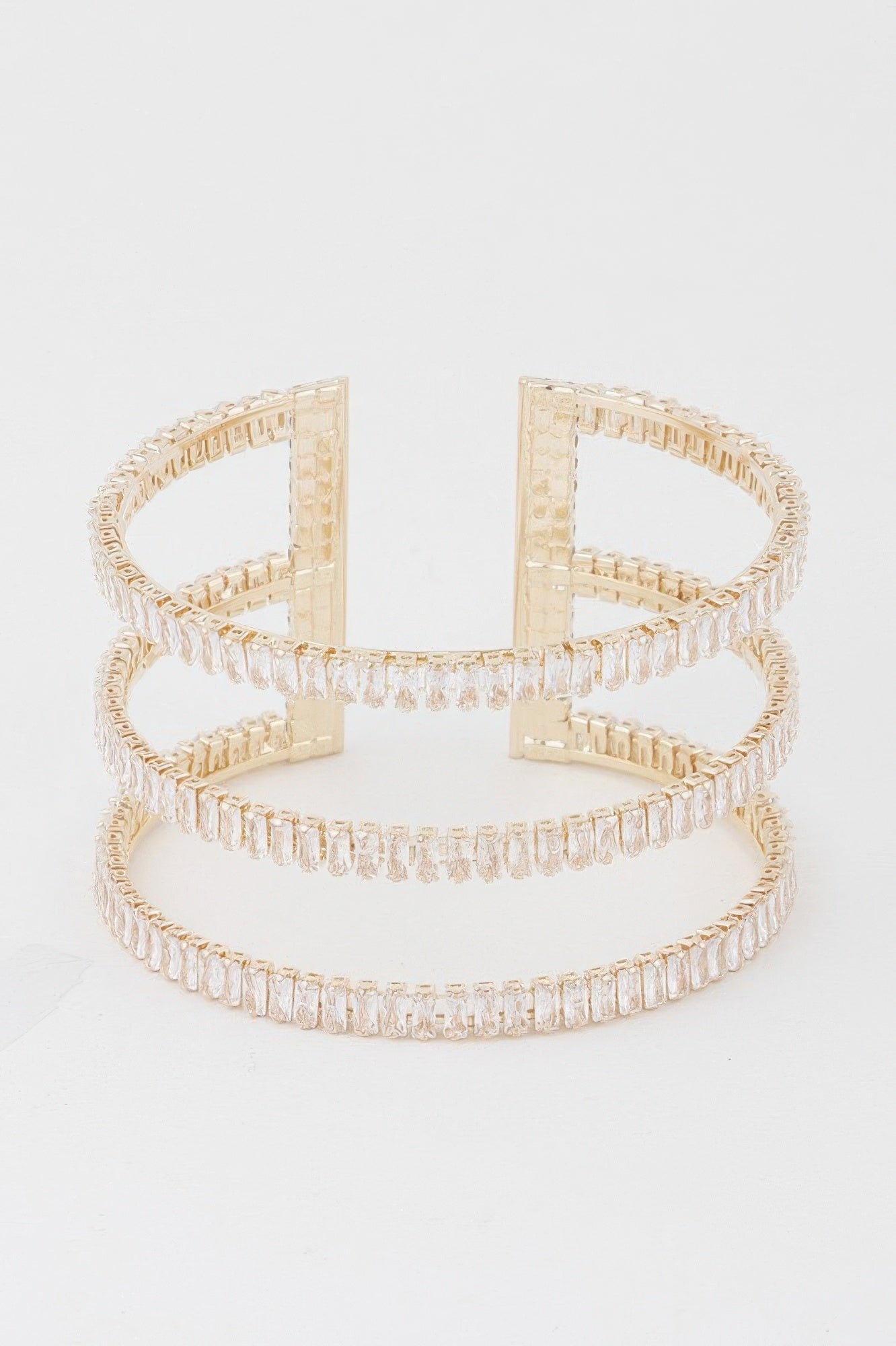 Triple Crystal Open Cuff Bracelet - Crowned Energy CO.