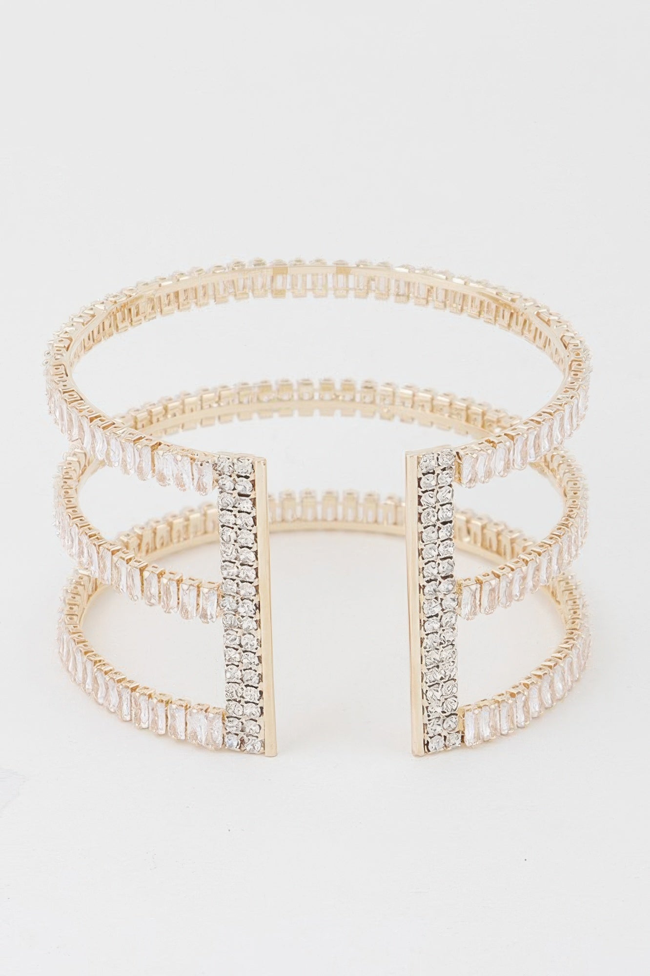 Triple Crystal Open Cuff Bracelet - Crowned Energy CO.