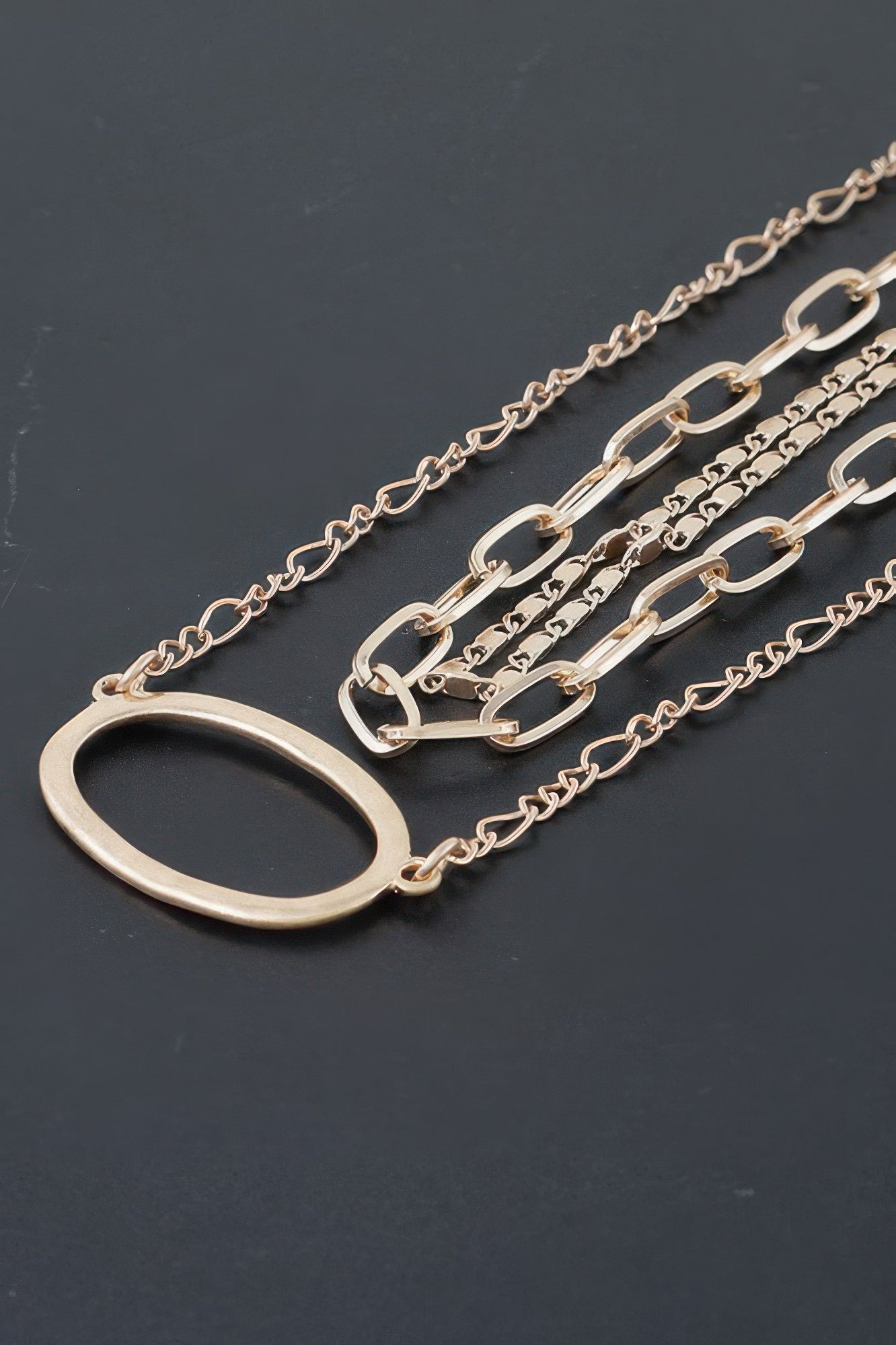 Crowned Energy CO. Gold HD ACCESSORIES Jewelry Triple Open Oval Chain Necklace