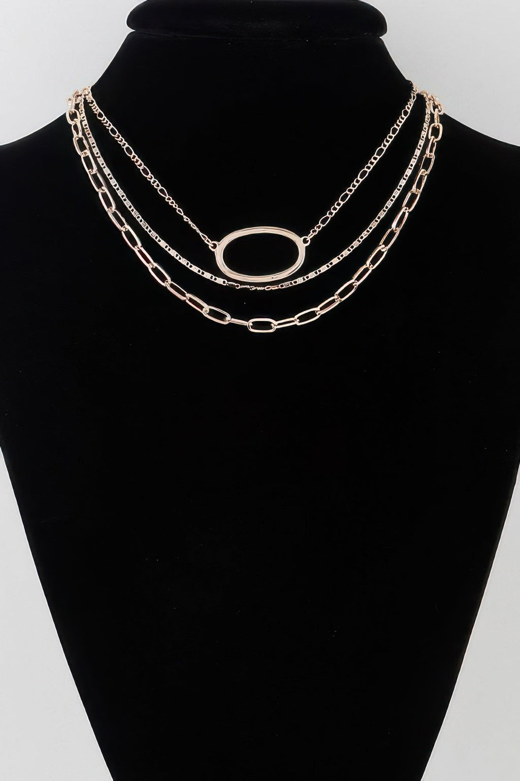 Crowned Energy CO. Gold HD ACCESSORIES Jewelry Triple Open Oval Chain Necklace