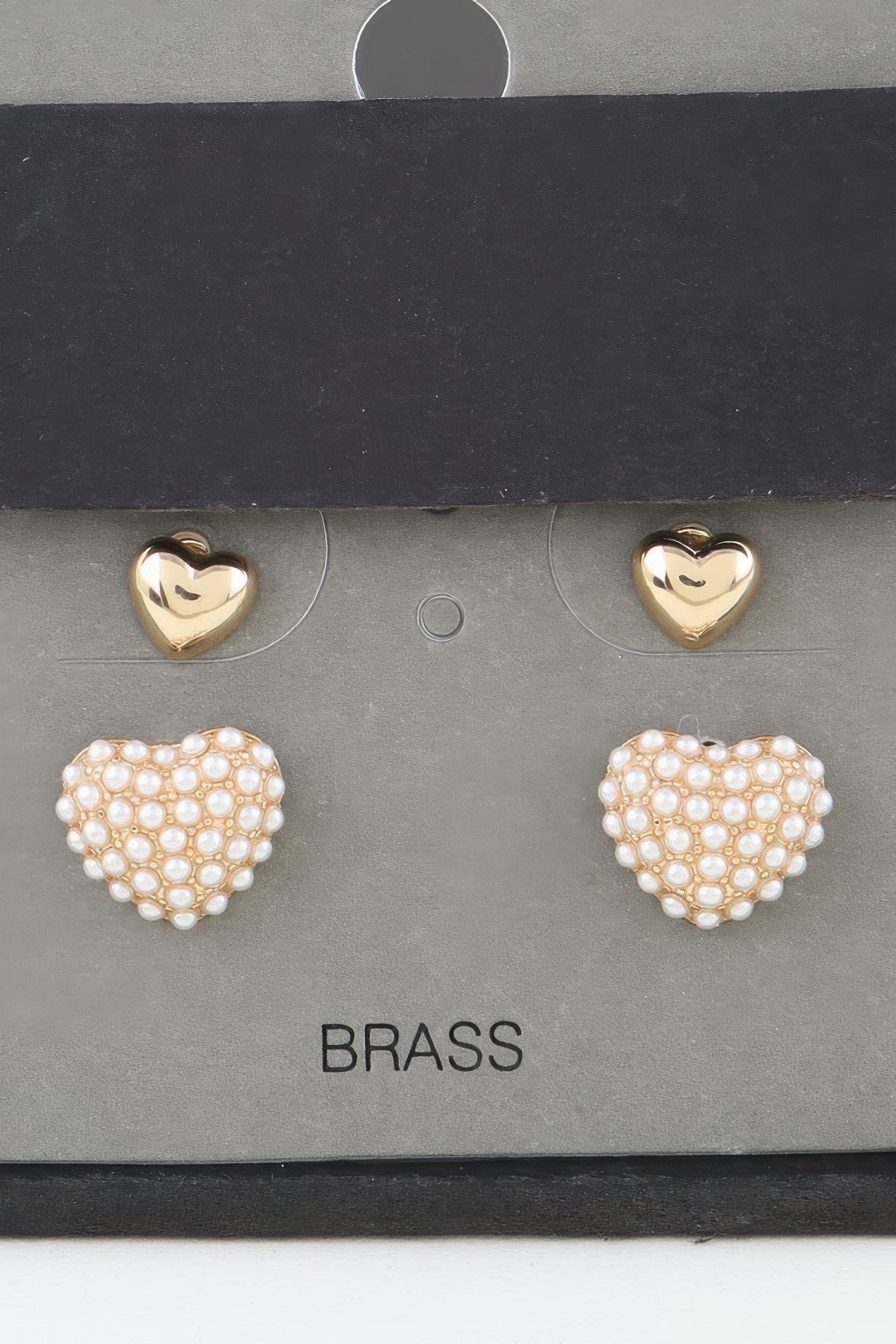Crowned Energy CO. Gold Cream CCWHOLESALECLOTHING Jewelry Twin Hearts Stud Earrings