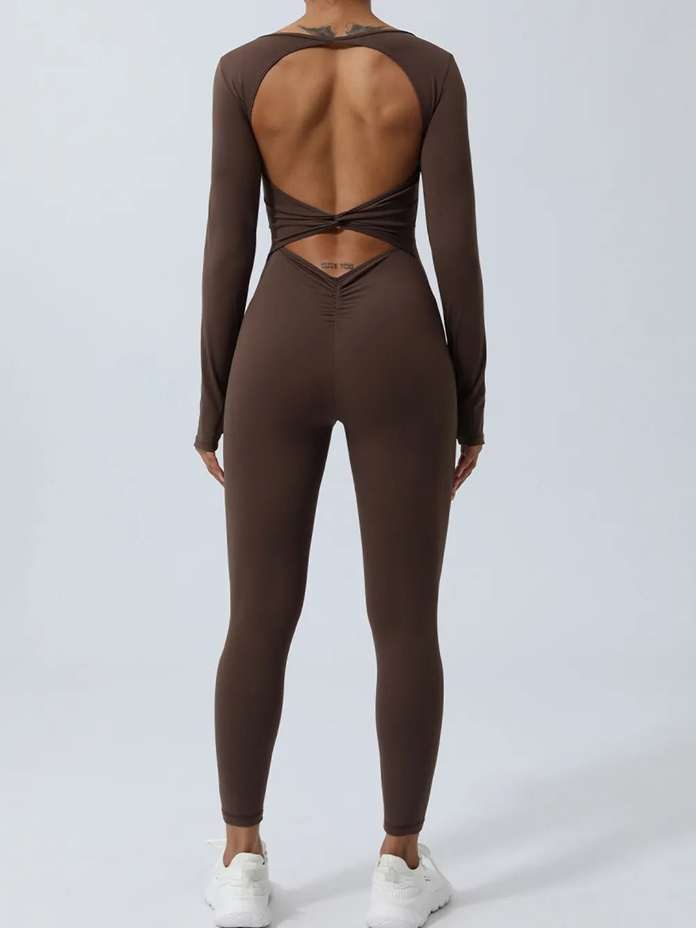 Twisted Backless Long Sleeve Jumpsuit - Crowned Energy CO.
