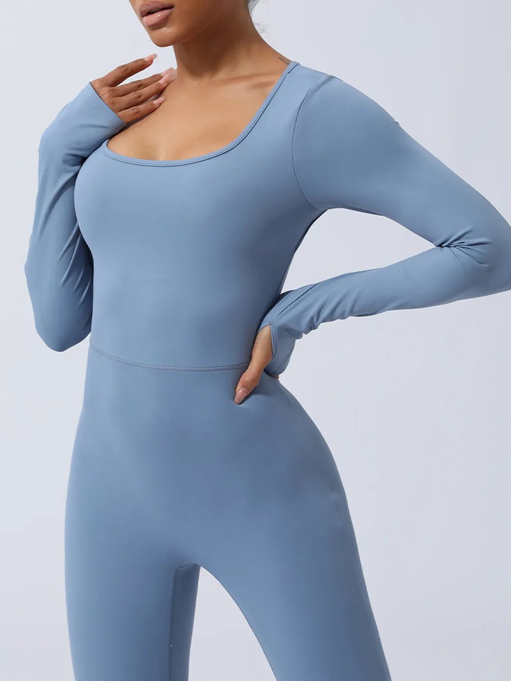 Twisted Backless Long Sleeve Jumpsuit - Crowned Energy CO.