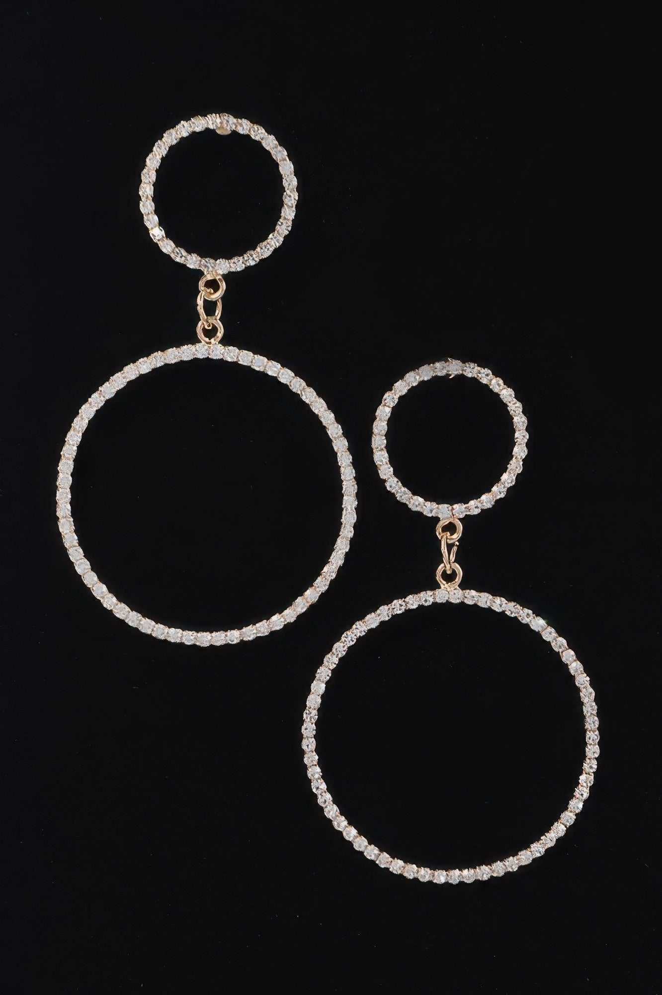 Two Circle Rhinestone Earrings - Crowned Energy CO.