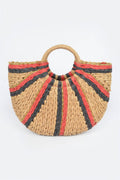 Two Toned Straw Tote Bag - Crowned Energy CO.