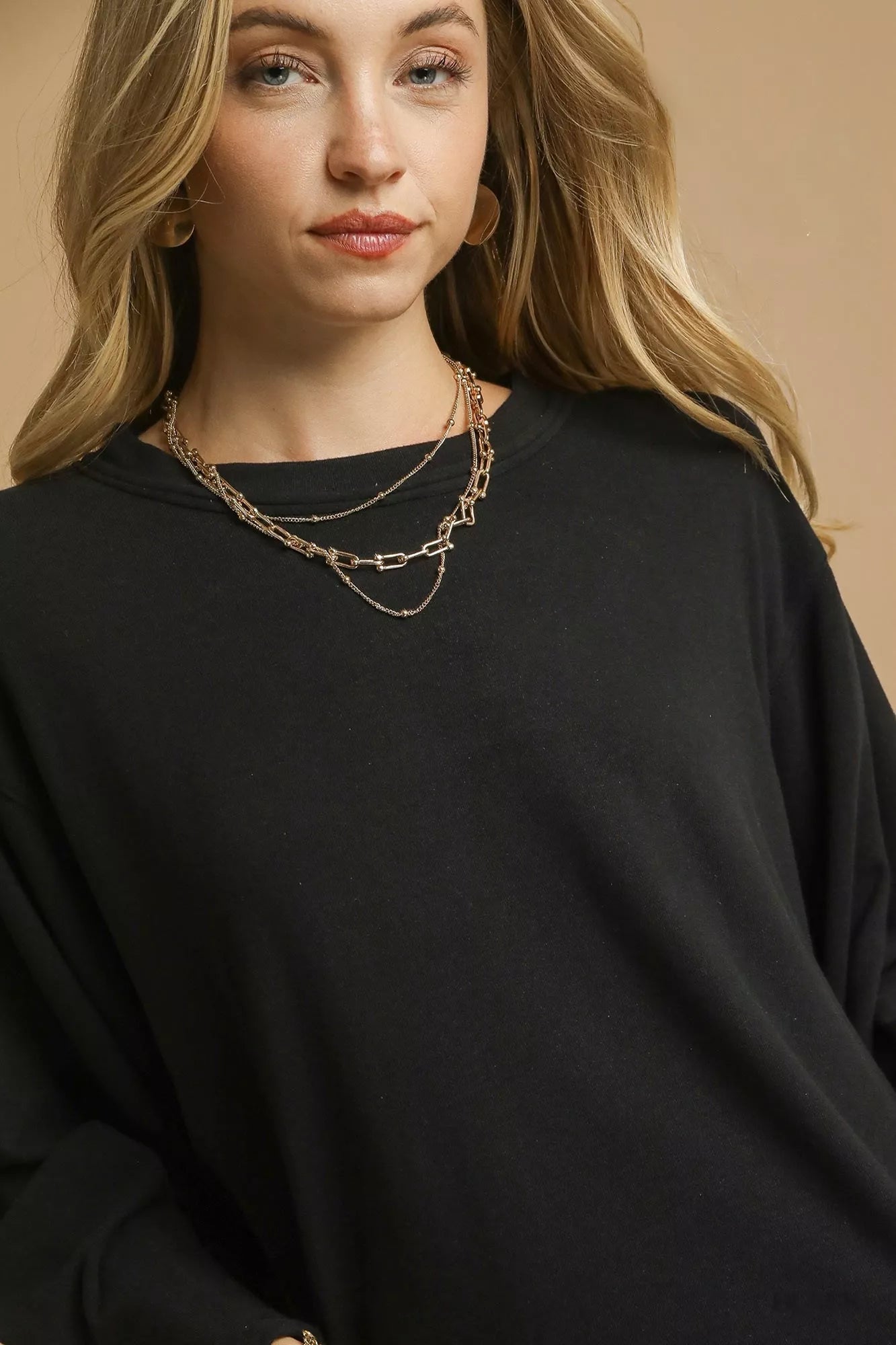 Umgee Brushed Fleeve Crewneck Top - Crowned Energy CO.