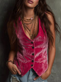 Velvet Button - Down Vest Coat - Crowned Energy CO.