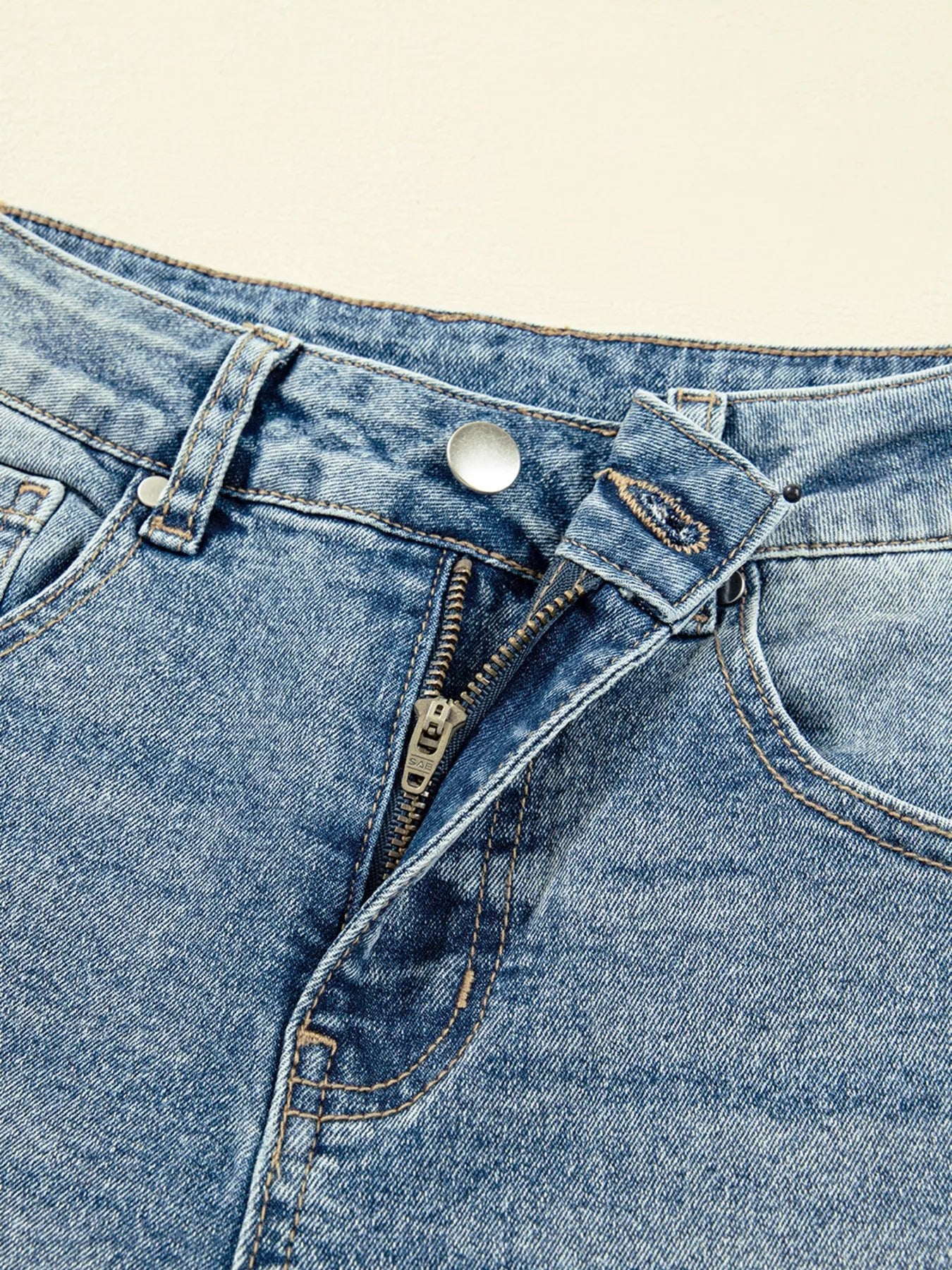 Vintage Washed Seam Detail Shift Jeans - Crowned Energy CO.