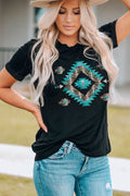 Western Printed Crewneck Graphic Tee - Crowned Energy CO.