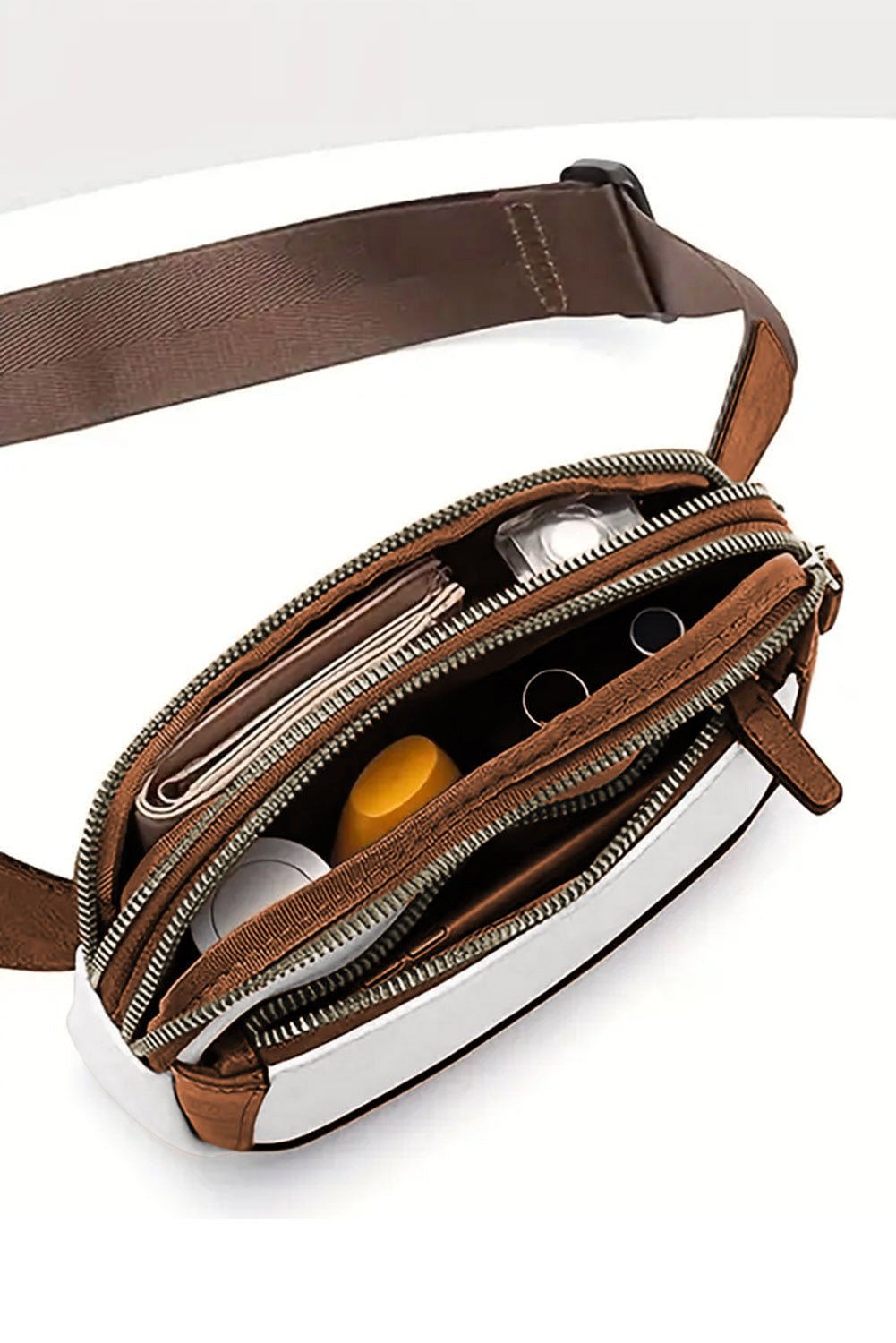 White Adjustable Strap Mini PU Leather Crossbody Bag - Crowned Energy CO.