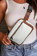 White Adjustable Strap Mini PU Leather Crossbody Bag - Crowned Energy CO.