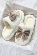 Crowned Energy CO. White / 37 Dear-Lover Dropshipping Shoes & Bags/Slippers White Contrast Bowknot Applique Plush Winter Slippers (Bow Colors May Differ by Batch)