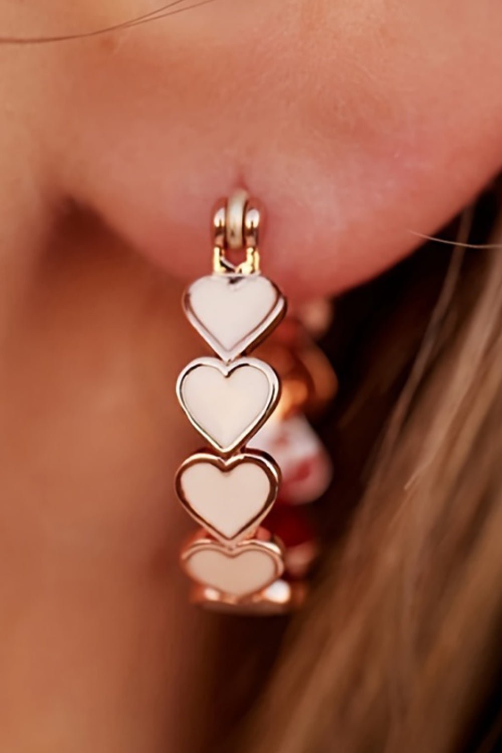 White Heart Shape Plated Alloy Small Hook Earrings - Crowned Energy CO.