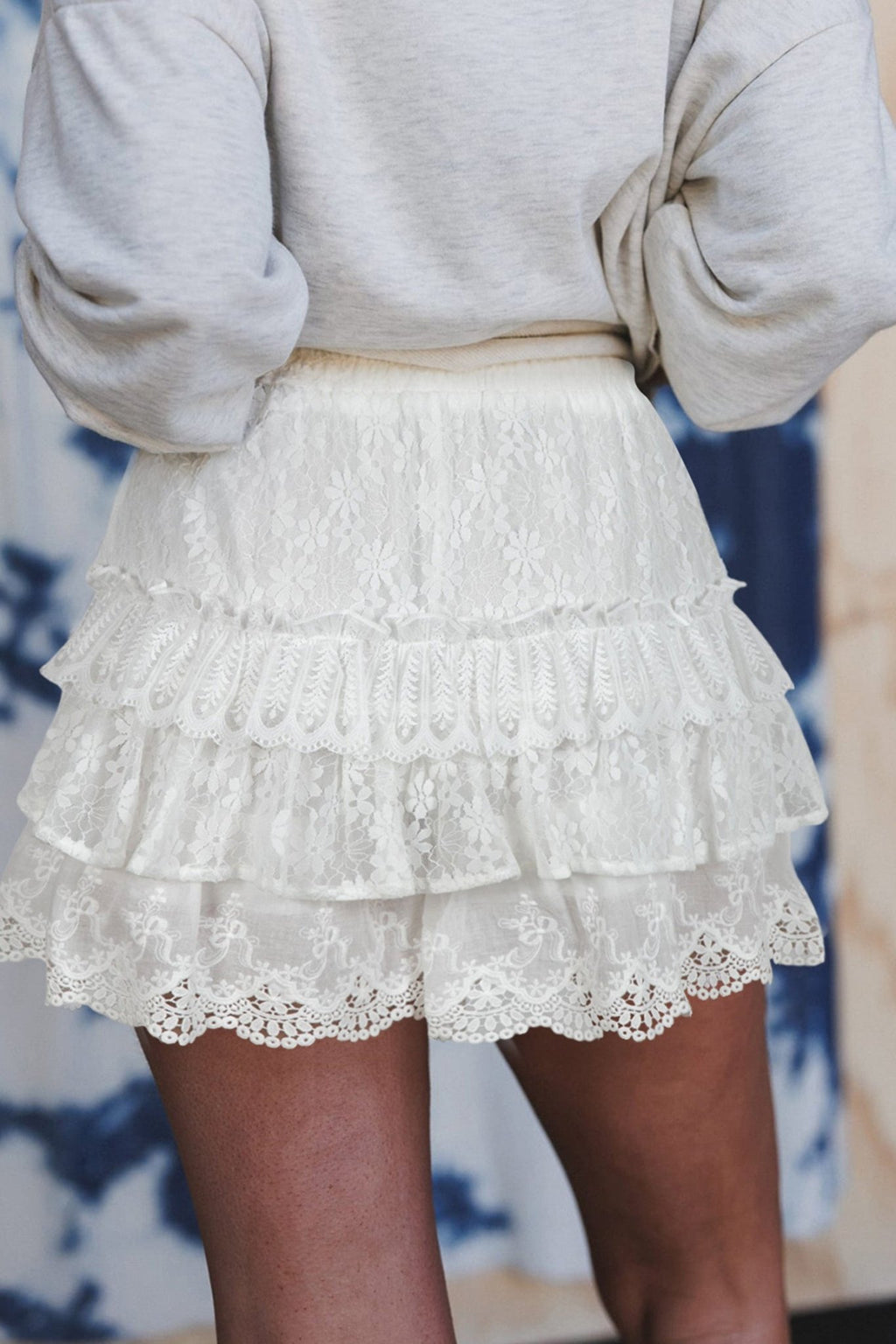 White Lace Ruffle Tiered Drawstring Elastic Waist Sweet Shorts - Crowned Energy CO.