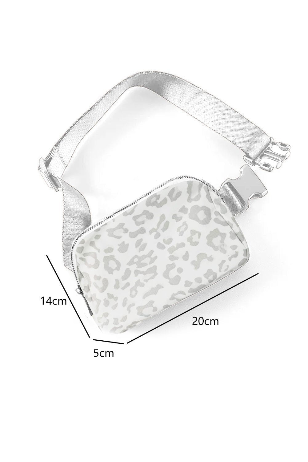 White Leopard Print Buckle Canvas Chest Bag 20*5*14cm - Crowned Energy CO.