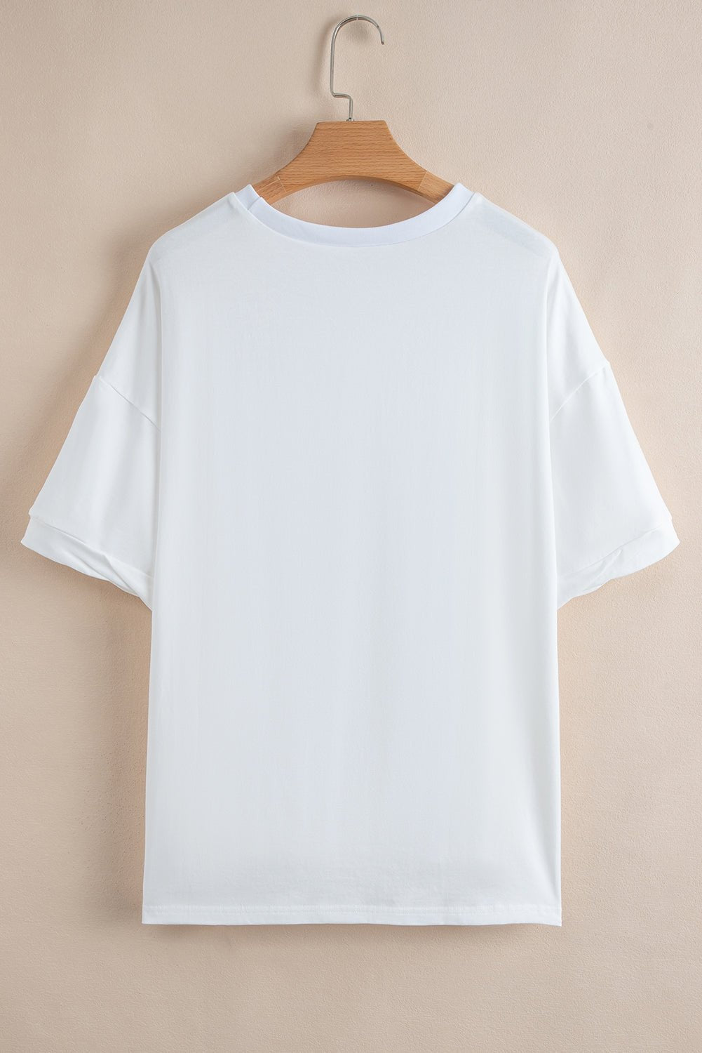 White Loose Half Sleeve Hi Low Hem T Shirt - Crowned Energy CO.